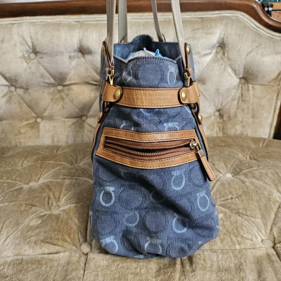 Authentic Salvatore Ferragamo denim tote bag - Picture 4 of 12
